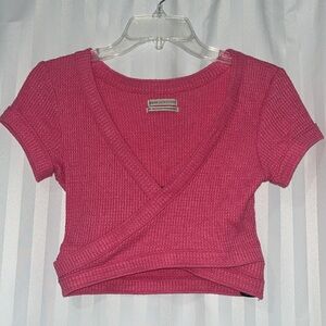 Urban Outfitters Pink Knit Crop Wrap Top